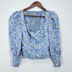 Reformation Blue Floral Blouse